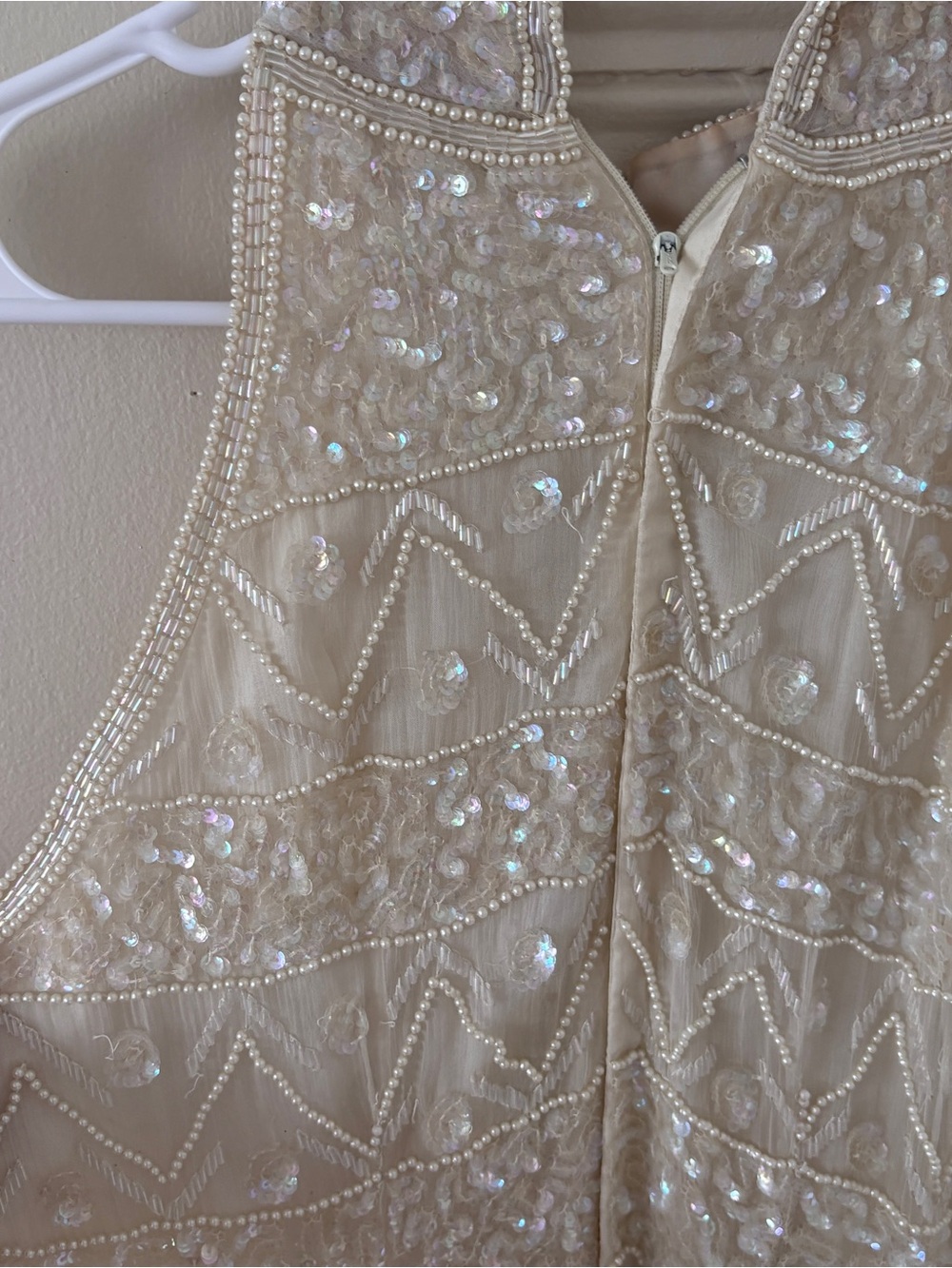 Vintage Ivory Beaded & Sequin Formal Dress - Picture 4 of 13